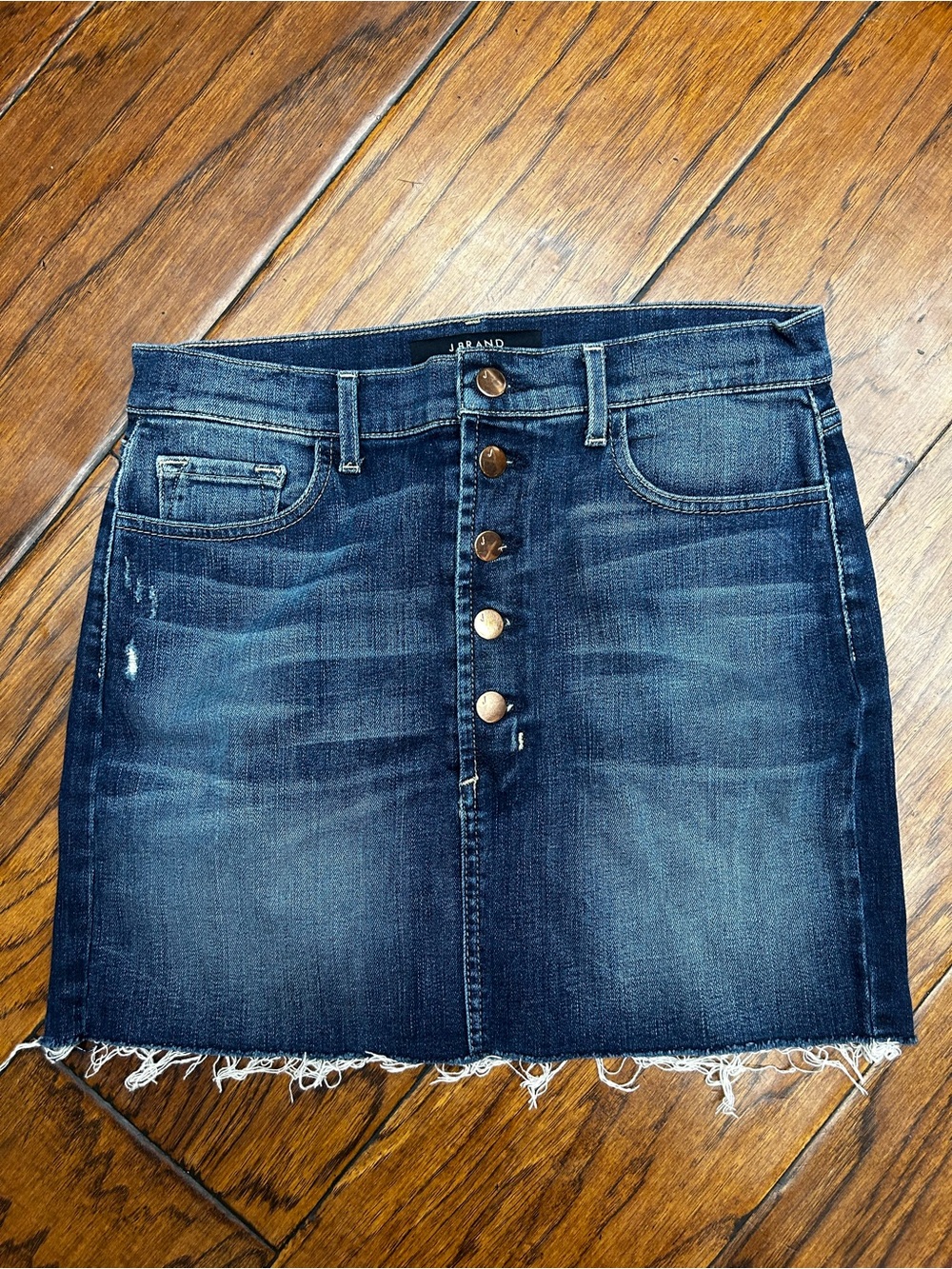 J Brand Rosalie Dark Wash‎ Button-Front Denim Mini Skirt
